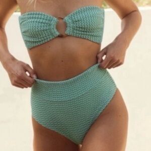 Montce turquoise crochet high rise bikini bottom